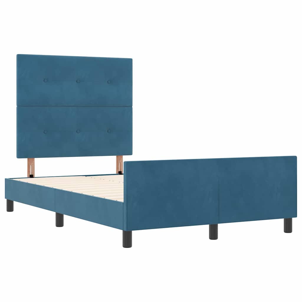 Boxspringbett mit Kopfteil Dunkelblau 120 x 200 cm Samt