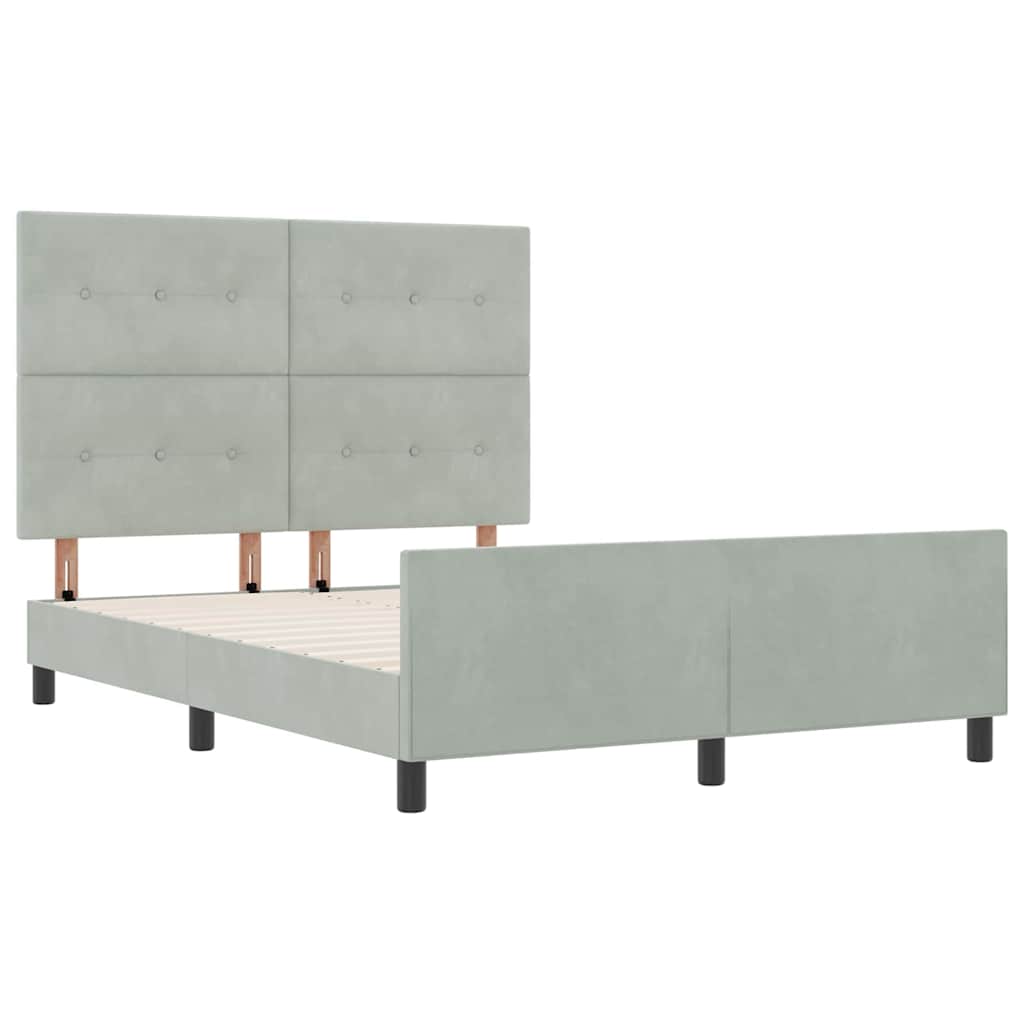 Boxspringbett mit Kopfteil Hellgrau 140 x 190 cm Samt
