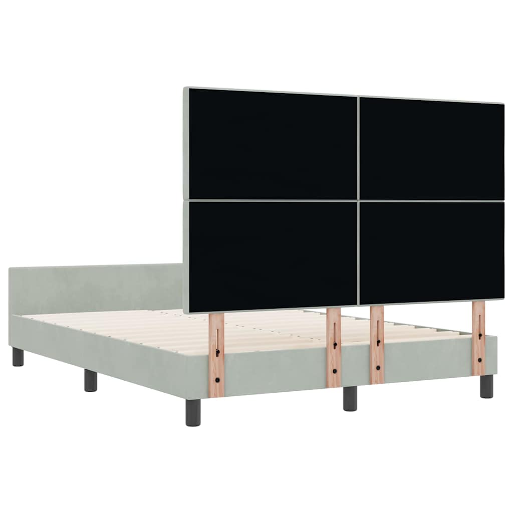 Boxspringbett mit Kopfteil Hellgrau 140 x 190 cm Samt