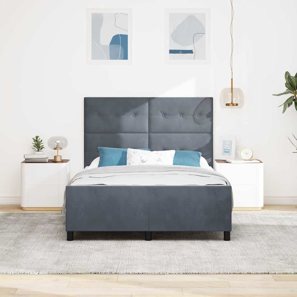 Boxspringbett mit Kopfteil Dunkelgrau 140 x 190 cm Samt