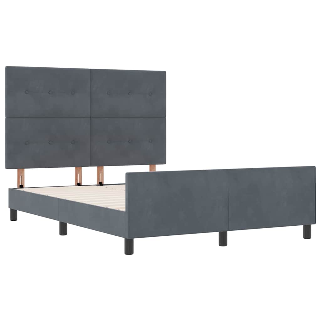 Boxspringbett mit Kopfteil Dunkelgrau 140 x 190 cm Samt