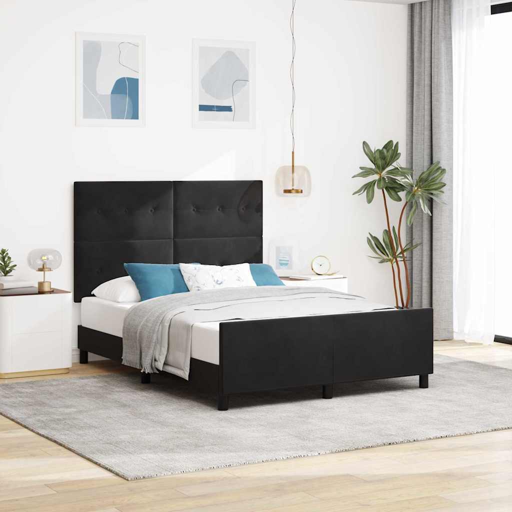Boxspringbett mit Kopfteil Schwarz 140 x 190 cm Samt