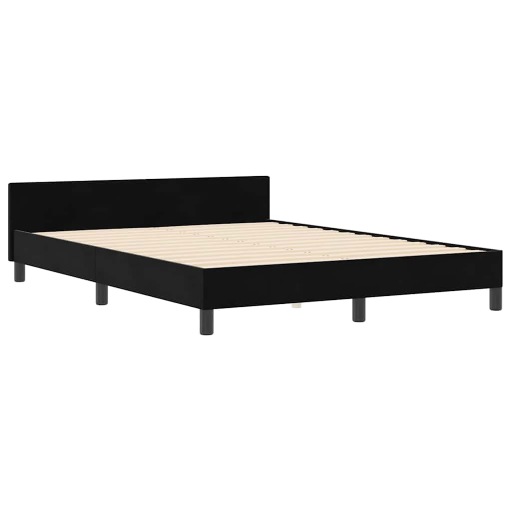 Boxspringbett mit Kopfteil Schwarz 140 x 190 cm Samt