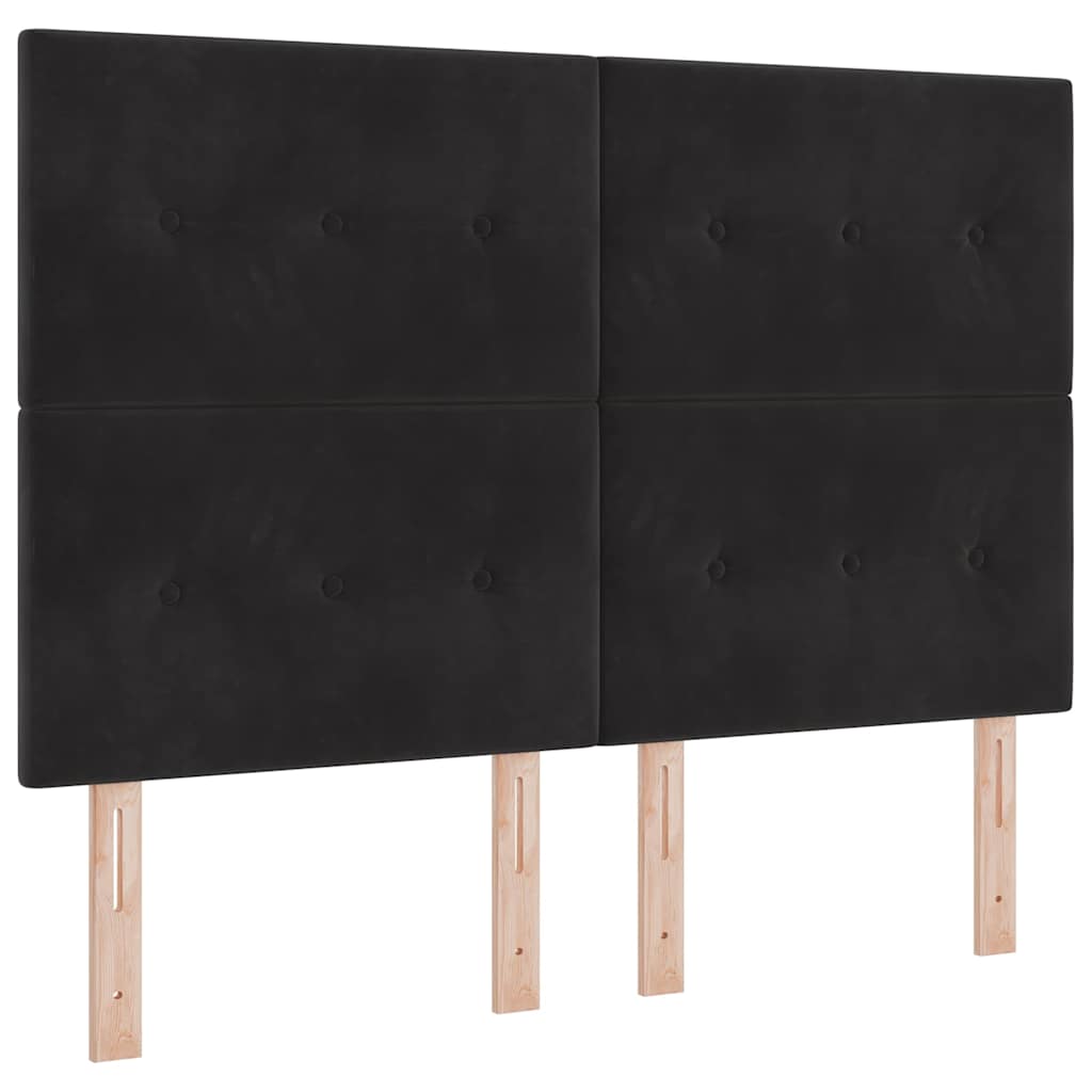 Boxspringbett mit Kopfteil Schwarz 140 x 190 cm Samt