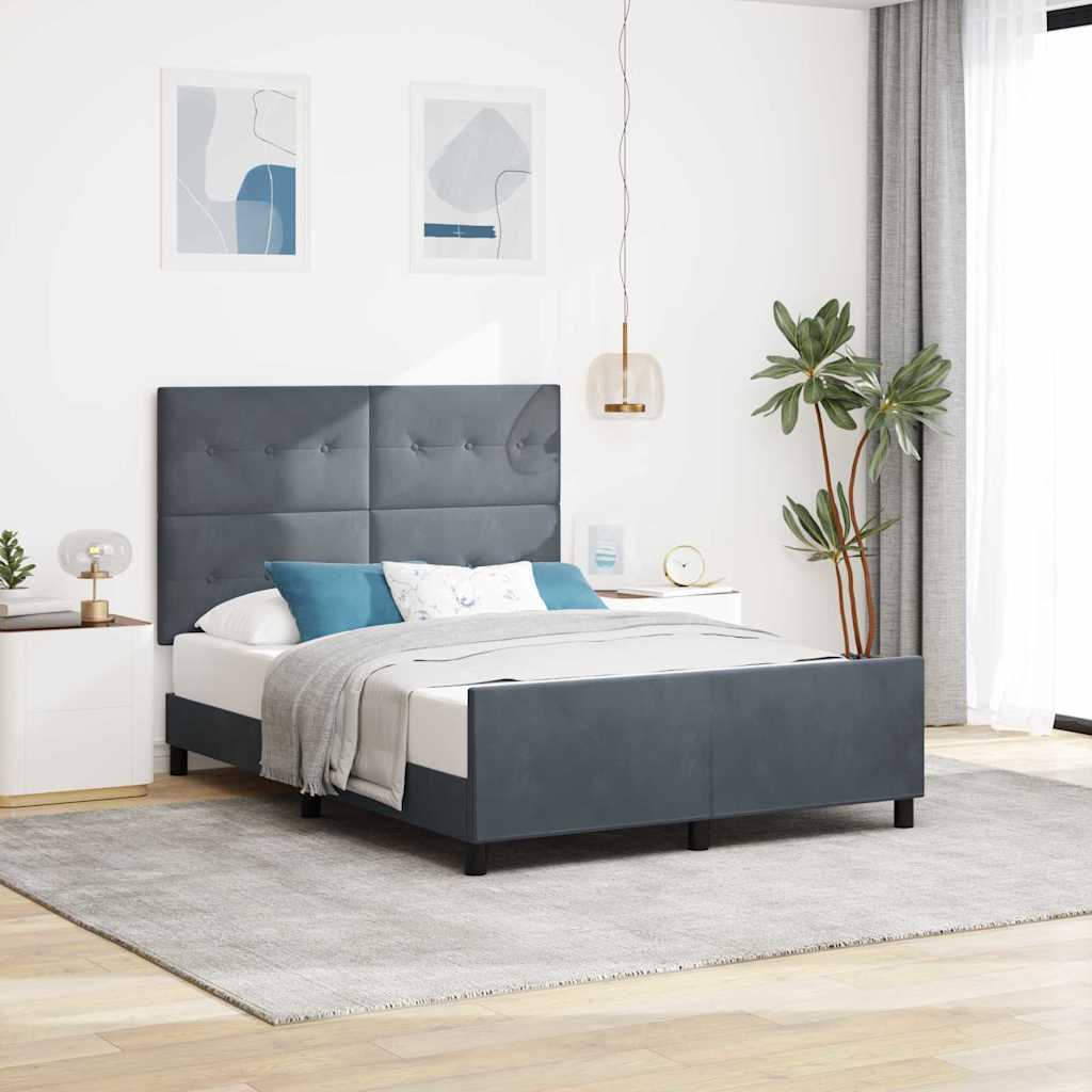 Boxspringbett mit Kopfteil Dunkelgrau 140 x 200 cm Samt