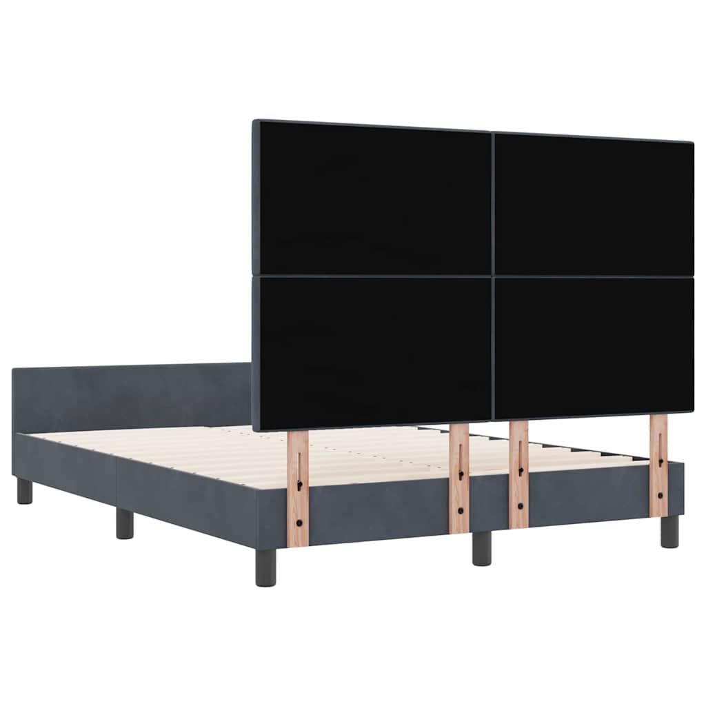Boxspringbett mit Kopfteil Dunkelgrau 140 x 200 cm Samt