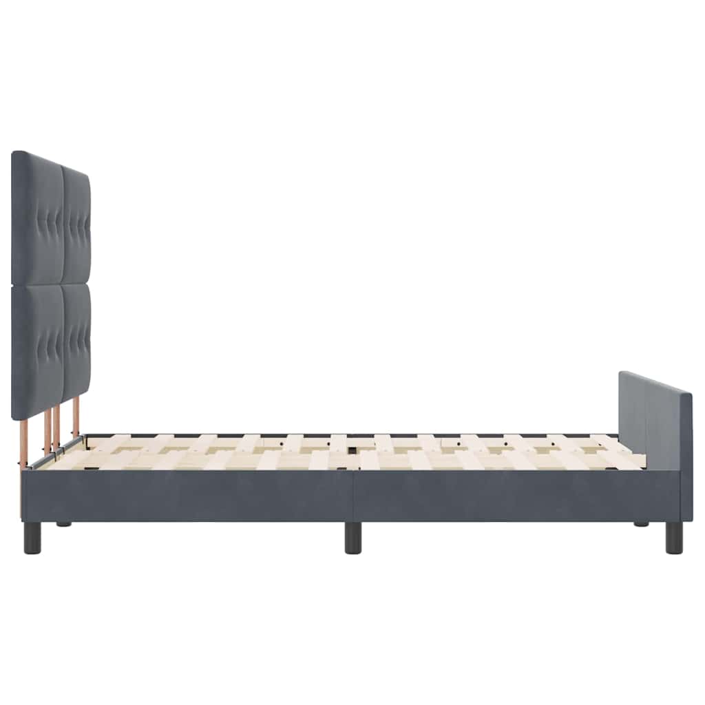 Boxspringbett mit Kopfteil Dunkelgrau 140 x 200 cm Samt
