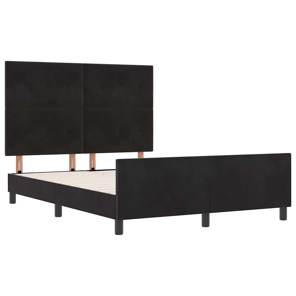 Boxspringbett mit Kopfteil Schwarz 140 x 200 cm Samt