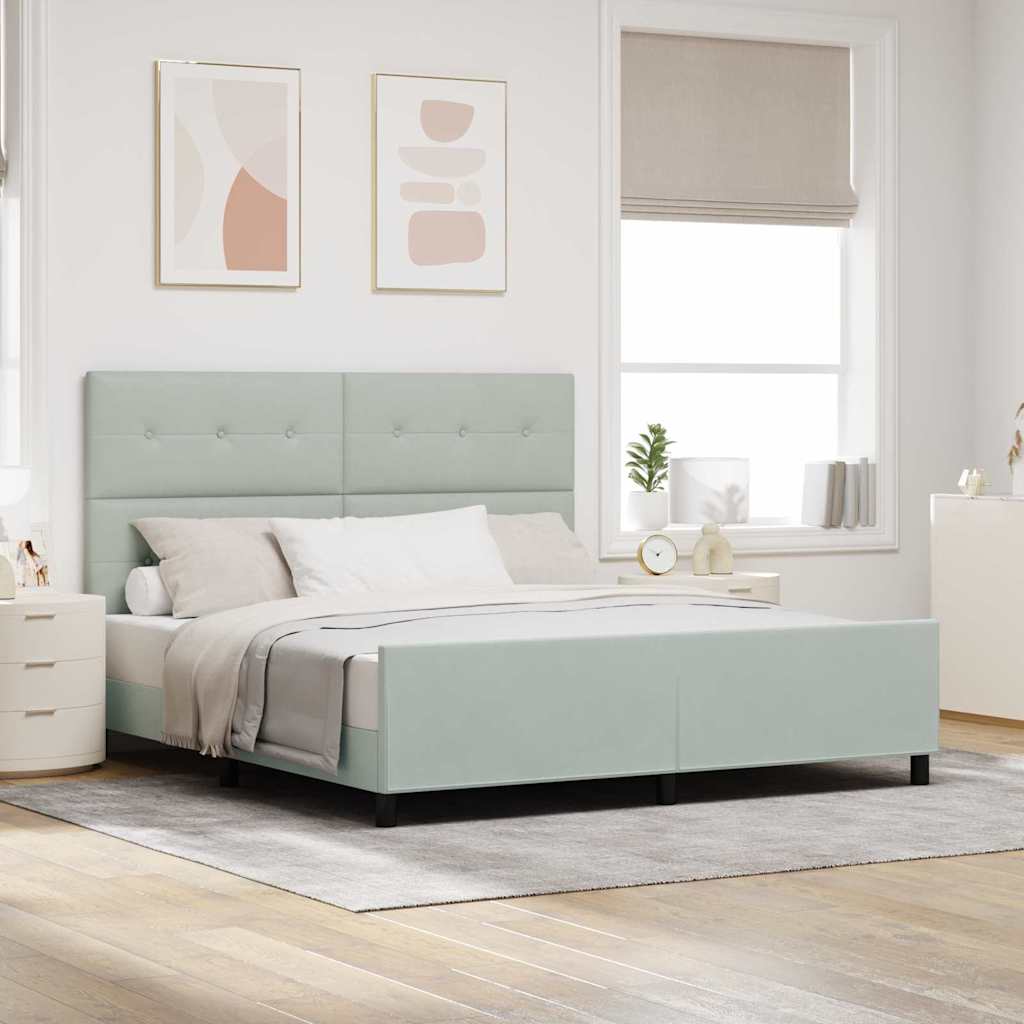 Boxspringbett mit Kopfteil Hellgrau 180 x 200 cm Samt
