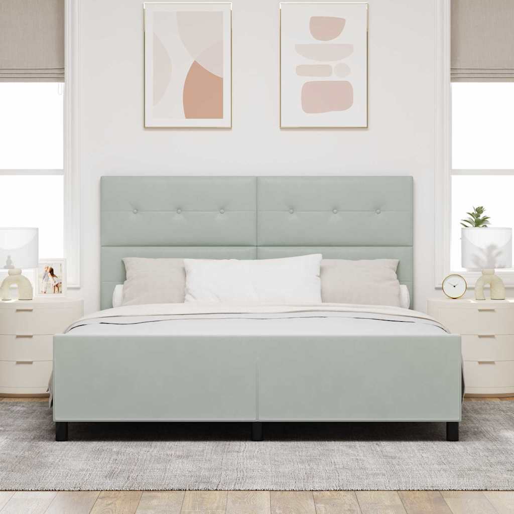 Boxspringbett mit Kopfteil Hellgrau 180 x 200 cm Samt