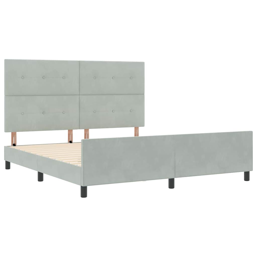 Boxspringbett mit Kopfteil Hellgrau 180 x 200 cm Samt