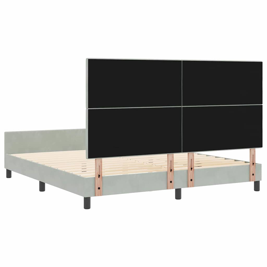 Boxspringbett mit Kopfteil Hellgrau 180 x 200 cm Samt