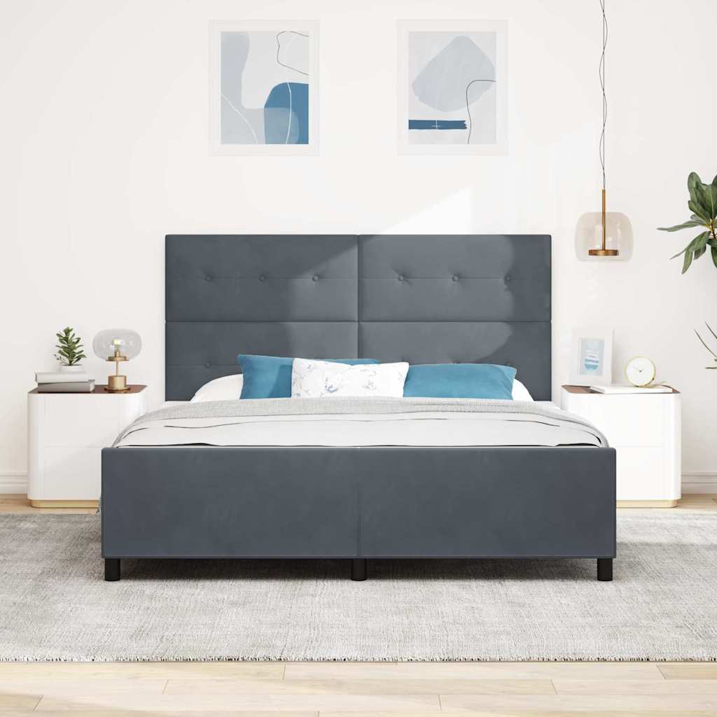 Boxspringbett mit Kopfteil Dunkelgrau 180 x 200 cm Samt