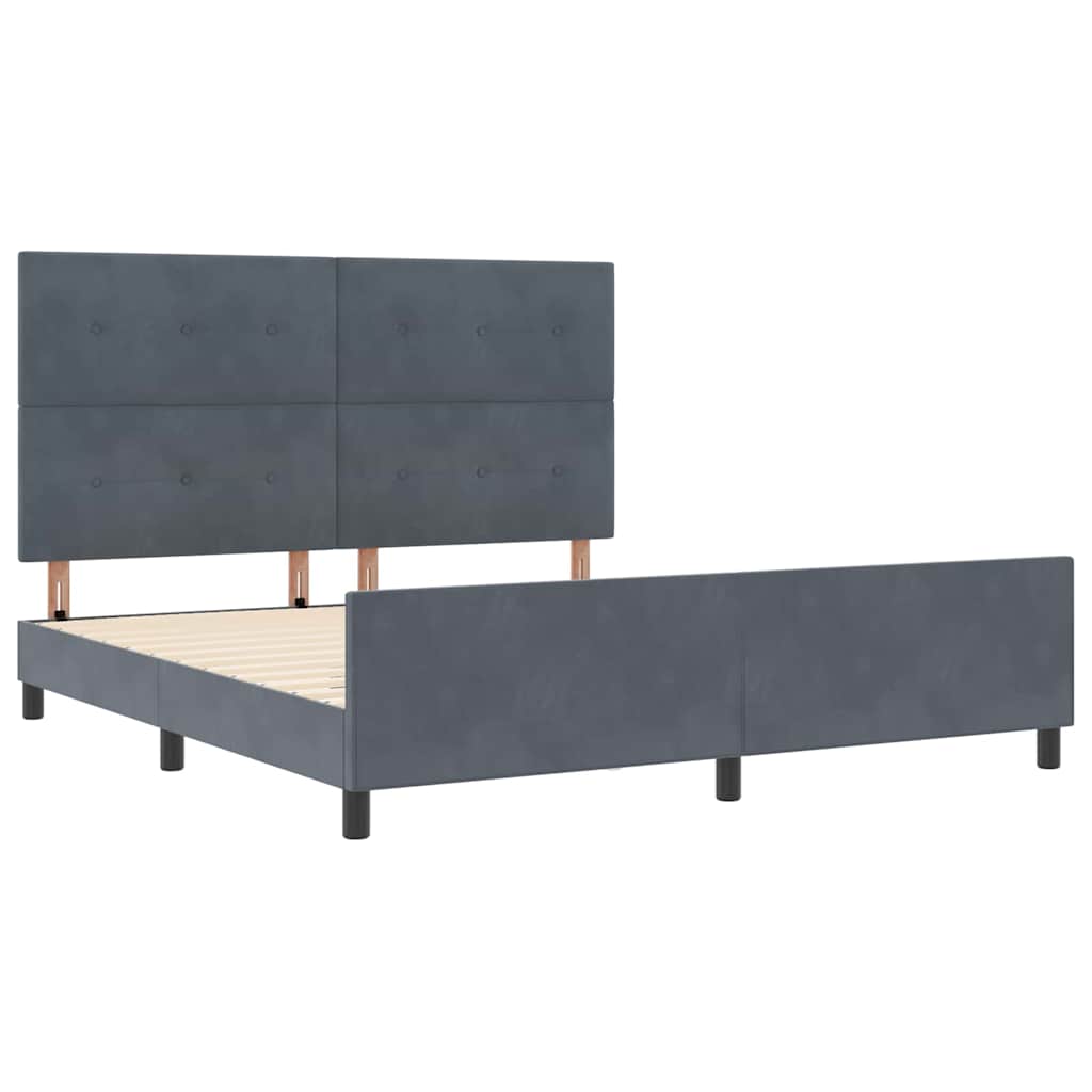 Boxspringbett mit Kopfteil Dunkelgrau 180 x 200 cm Samt
