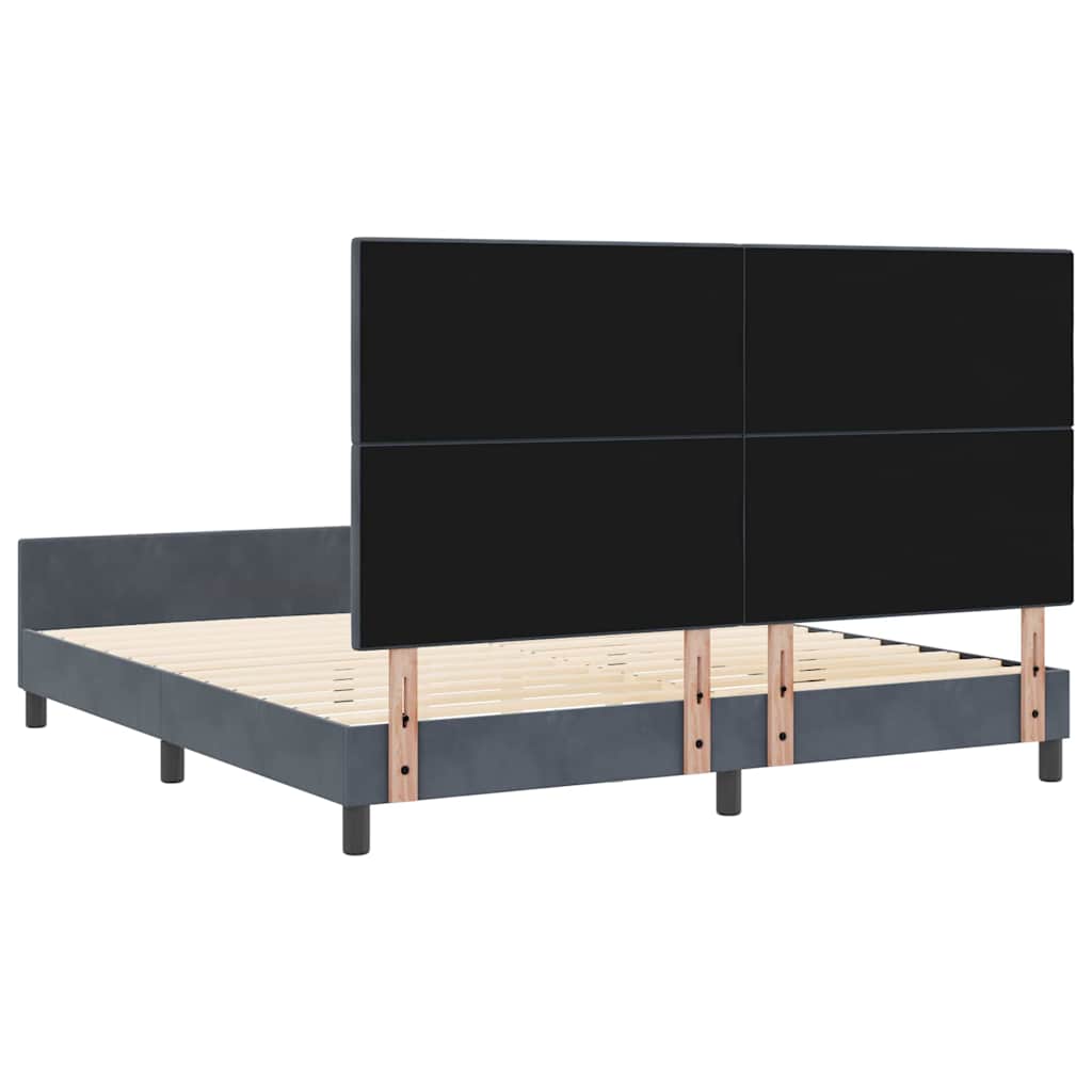 Boxspringbett mit Kopfteil Dunkelgrau 180 x 200 cm Samt