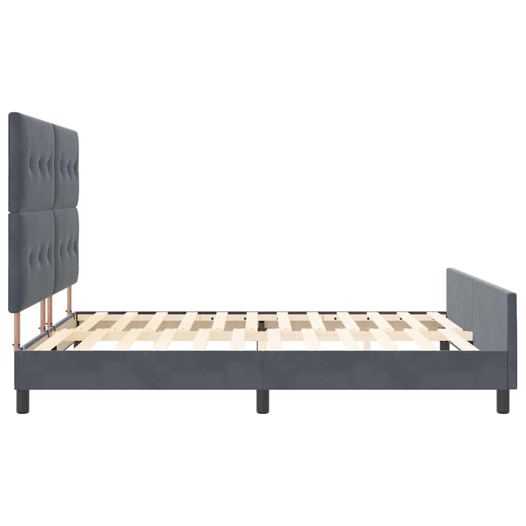 Boxspringbett mit Kopfteil Dunkelgrau 180 x 200 cm Samt
