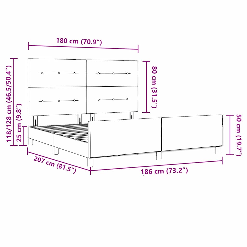 Boxspringbett mit Kopfteil Dunkelgrau 180 x 200 cm Samt