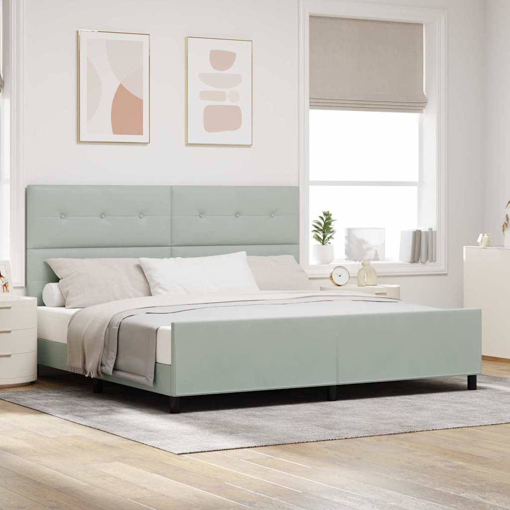 Boxspringbett mit Kopfteil Hellgrau 200 x 200 cm Samt