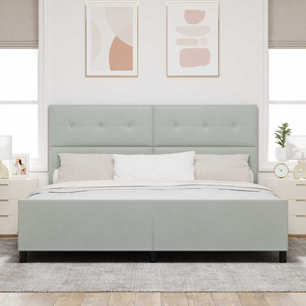 Boxspringbett mit Kopfteil Hellgrau 200 x 200 cm Samt