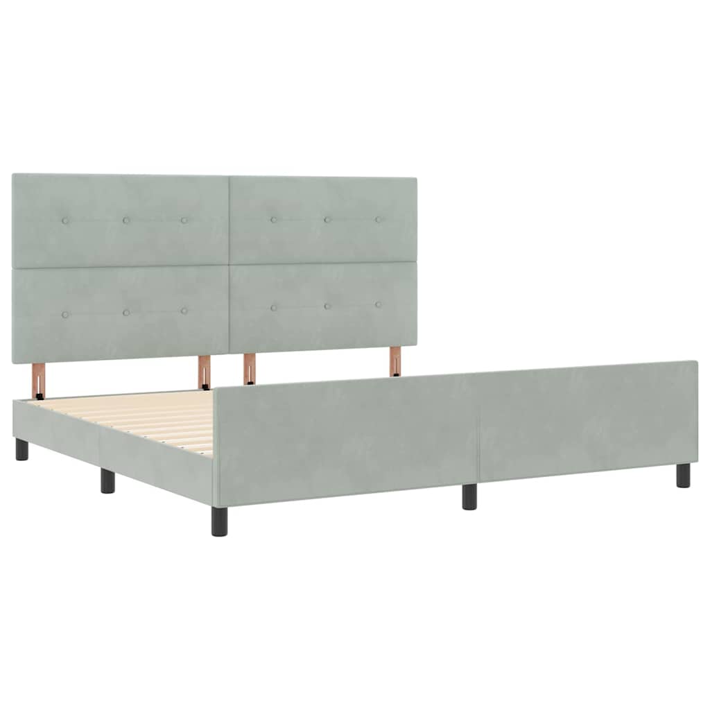 Boxspringbett mit Kopfteil Hellgrau 200 x 200 cm Samt