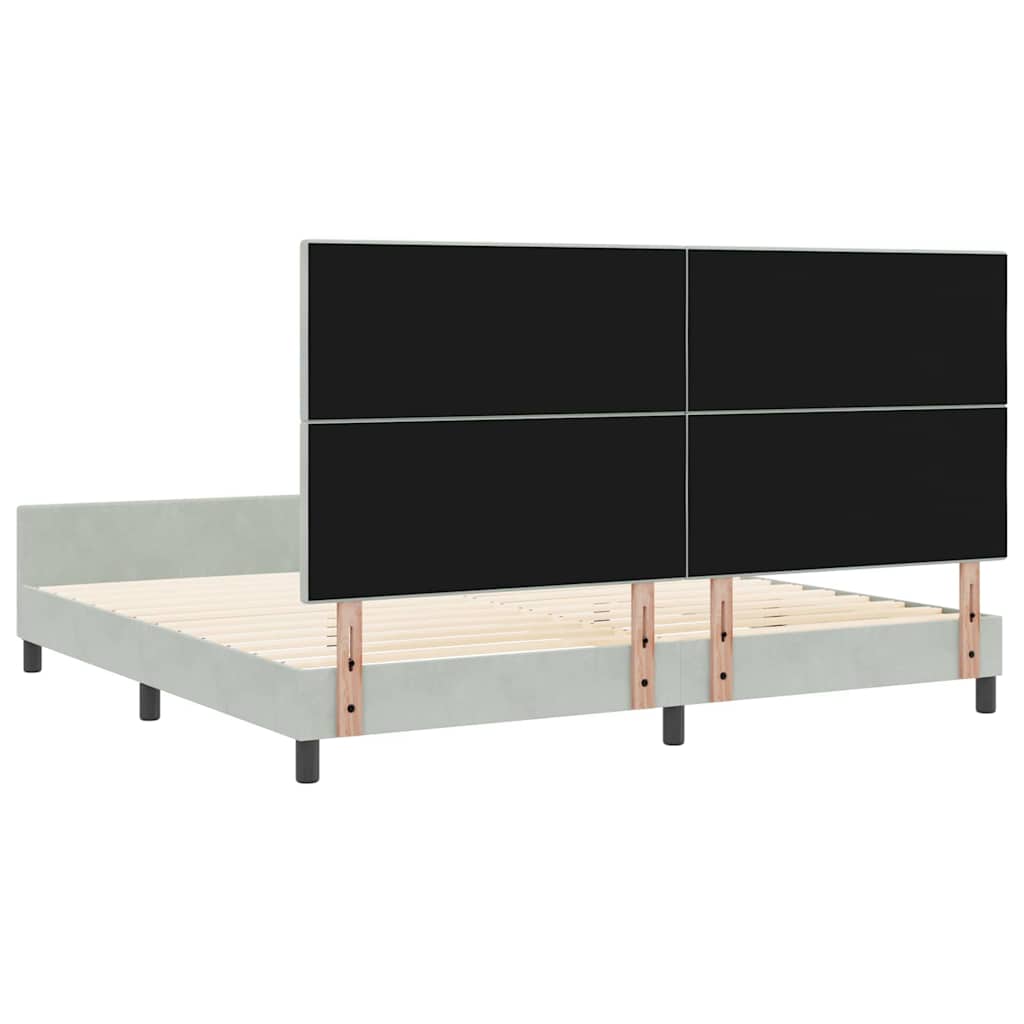 Boxspringbett mit Kopfteil Hellgrau 200 x 200 cm Samt