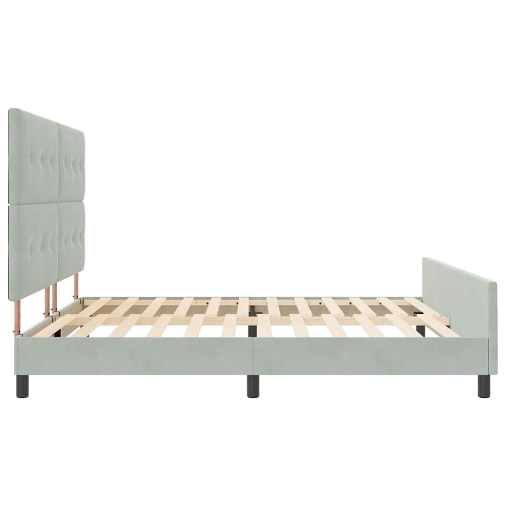 Boxspringbett mit Kopfteil Hellgrau 200 x 200 cm Samt
