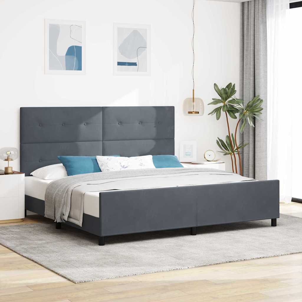 Boxspringbett mit Kopfteil Dunkelgrau 200 x 200 cm Samt