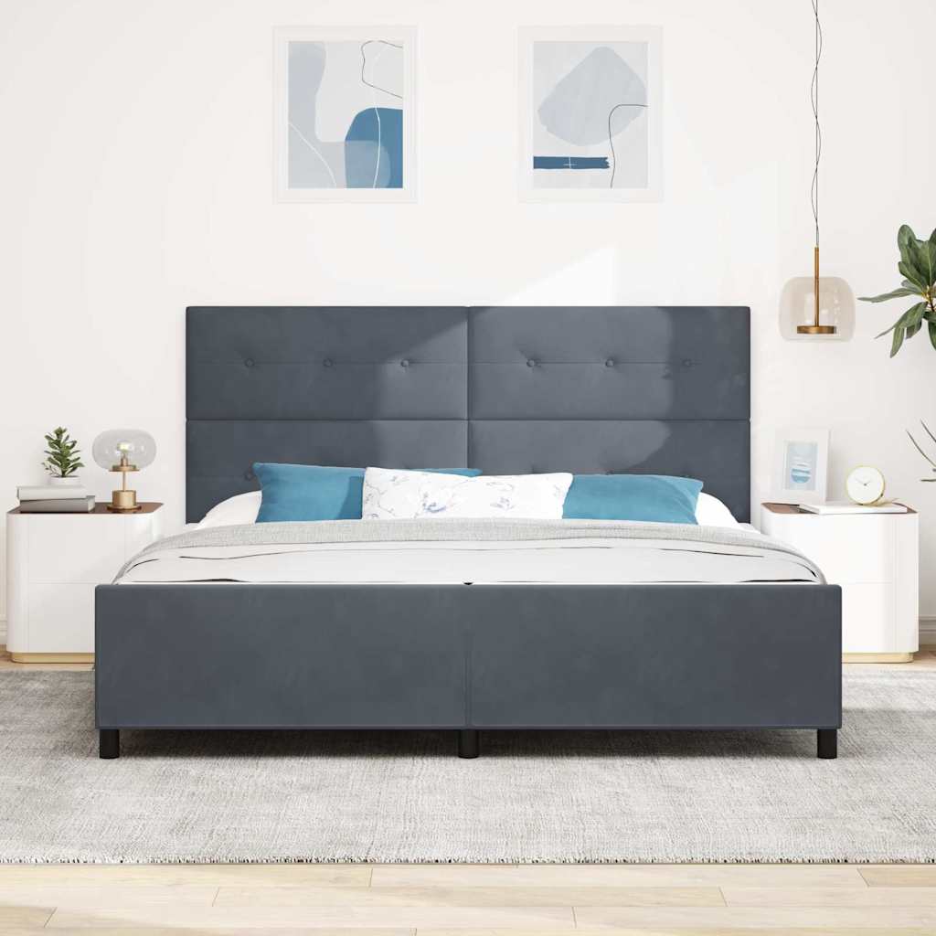 Boxspringbett mit Kopfteil Dunkelgrau 200 x 200 cm Samt