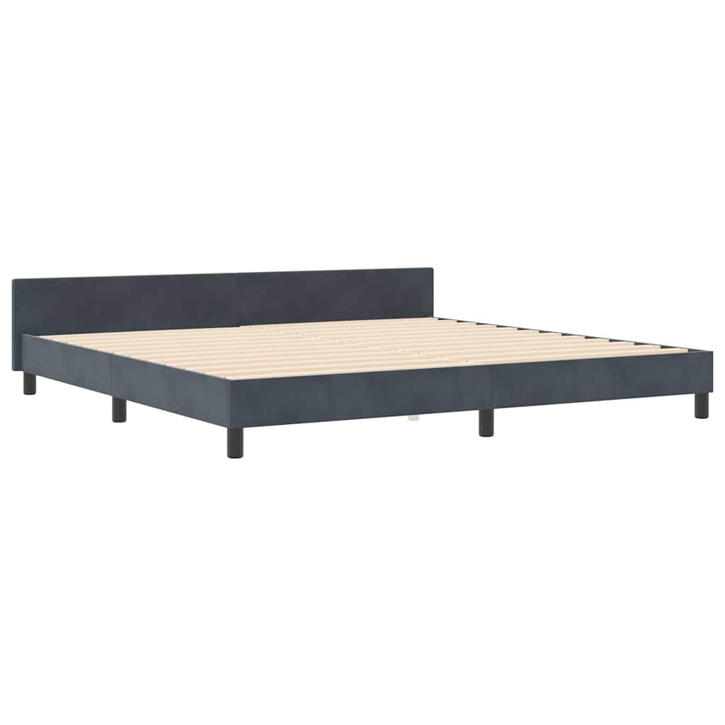 Boxspringbett mit Kopfteil Dunkelgrau 200 x 200 cm Samt