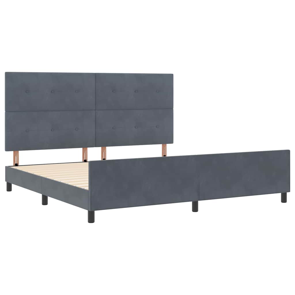 Boxspringbett mit Kopfteil Dunkelgrau 200 x 200 cm Samt