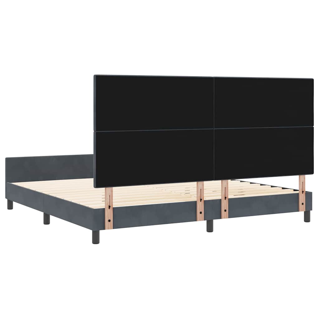 Boxspringbett mit Kopfteil Dunkelgrau 200 x 200 cm Samt
