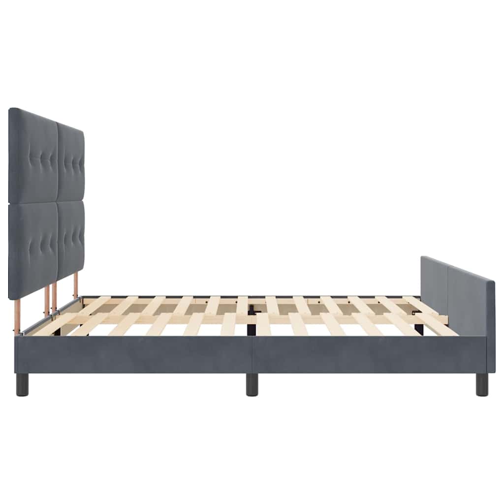Boxspringbett mit Kopfteil Dunkelgrau 200 x 200 cm Samt
