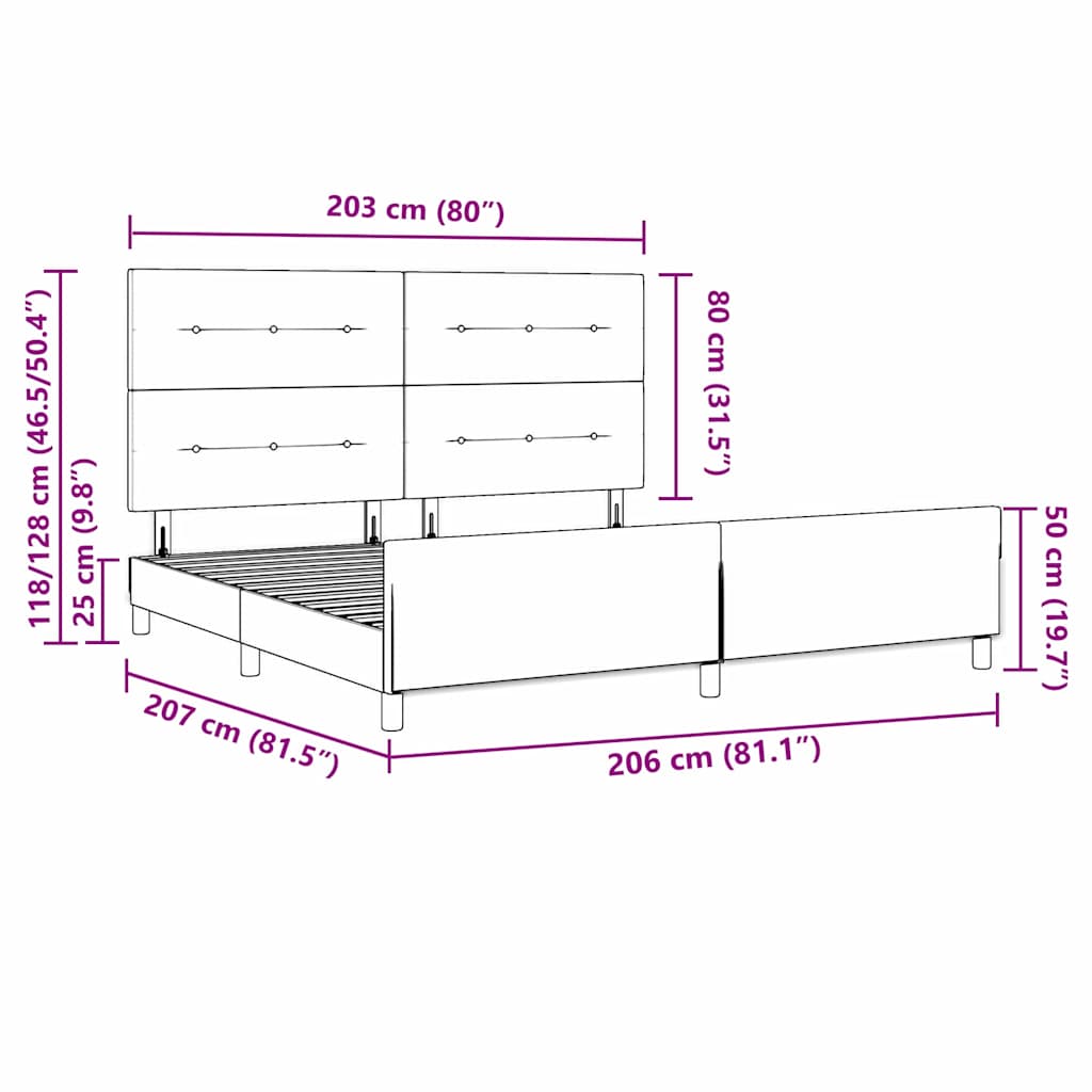Boxspringbett mit Kopfteil Dunkelgrau 200 x 200 cm Samt