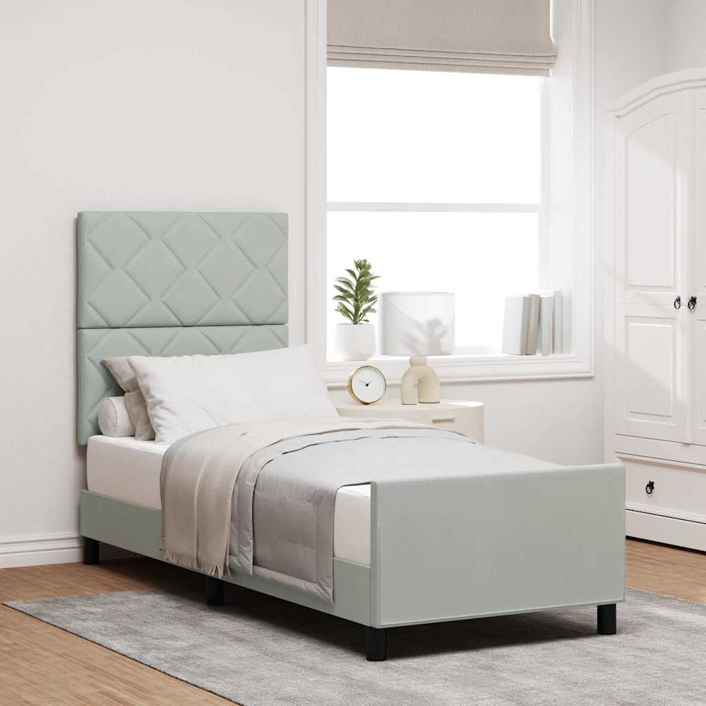 Boxspringbett mit Kopfteil Hellgrau 80 x 200 cm Samt