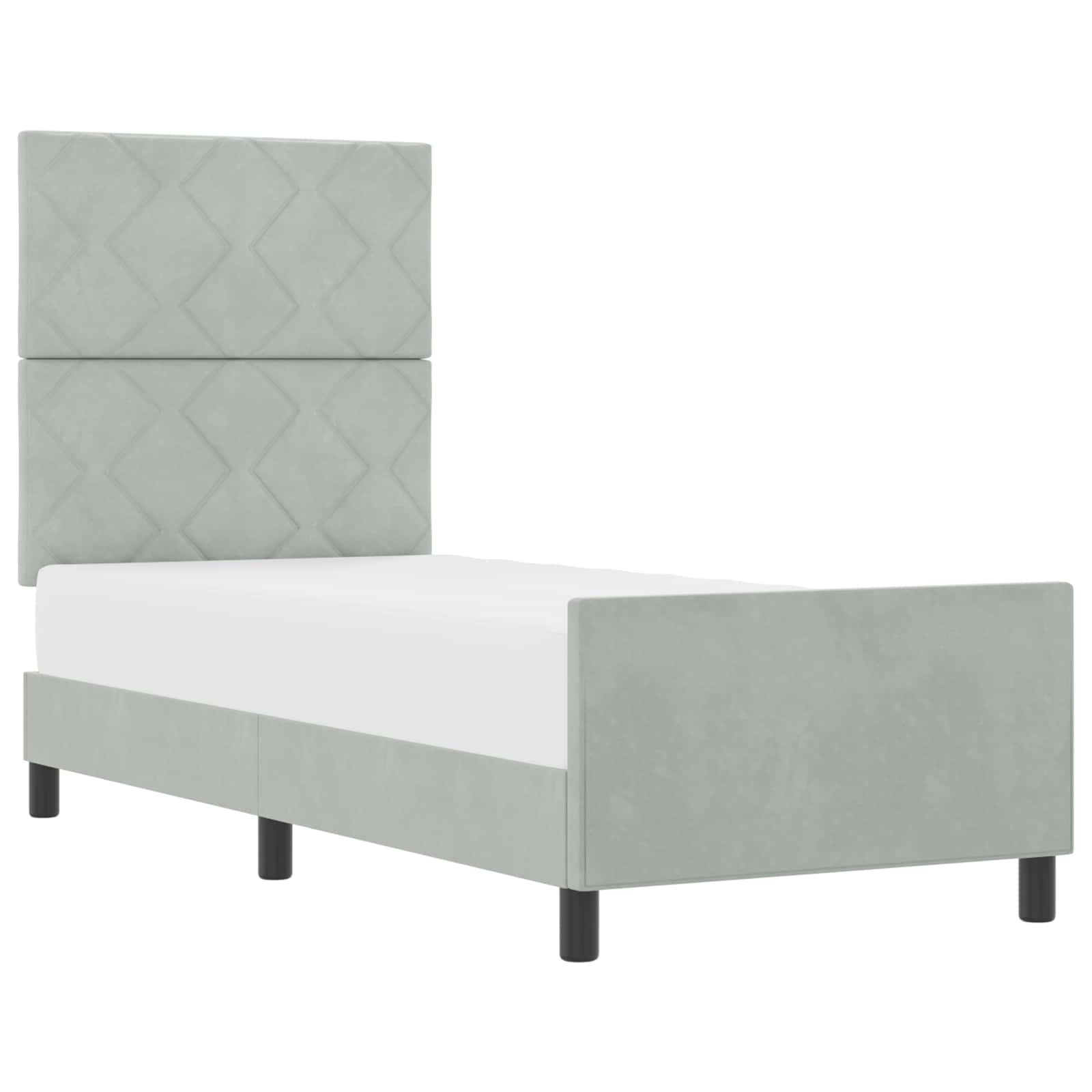 Boxspringbett mit Kopfteil Hellgrau 80 x 200 cm Samt