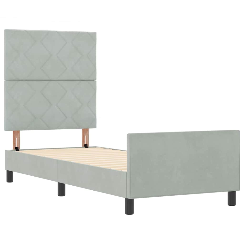 Boxspringbett mit Kopfteil Hellgrau 80 x 200 cm Samt