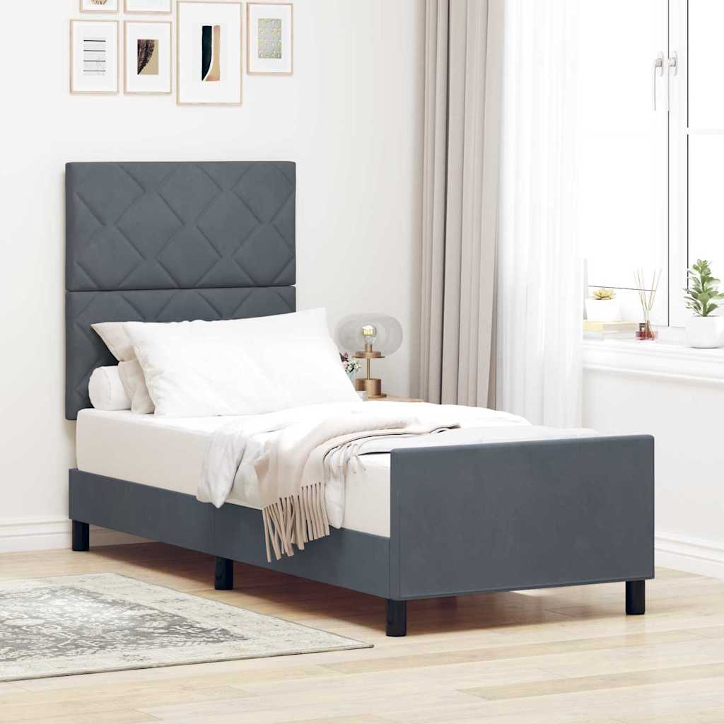 Boxspringbett mit Kopfteil Dunkelgrau 80 x 200 cm Samt