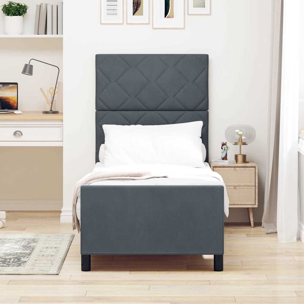 Boxspringbett mit Kopfteil Dunkelgrau 80 x 200 cm Samt