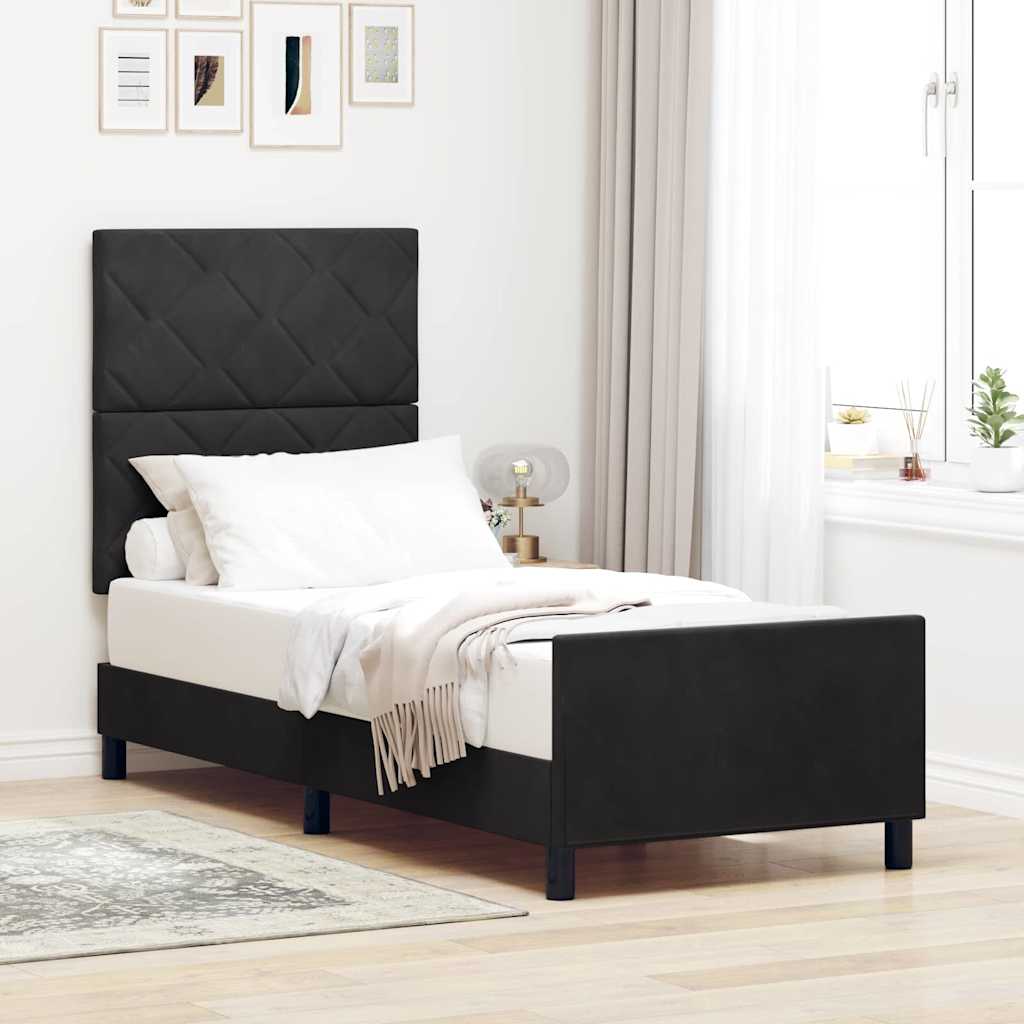 Boxspringbett mit Kopfteil Schwarz 80 x 200 cm Samt