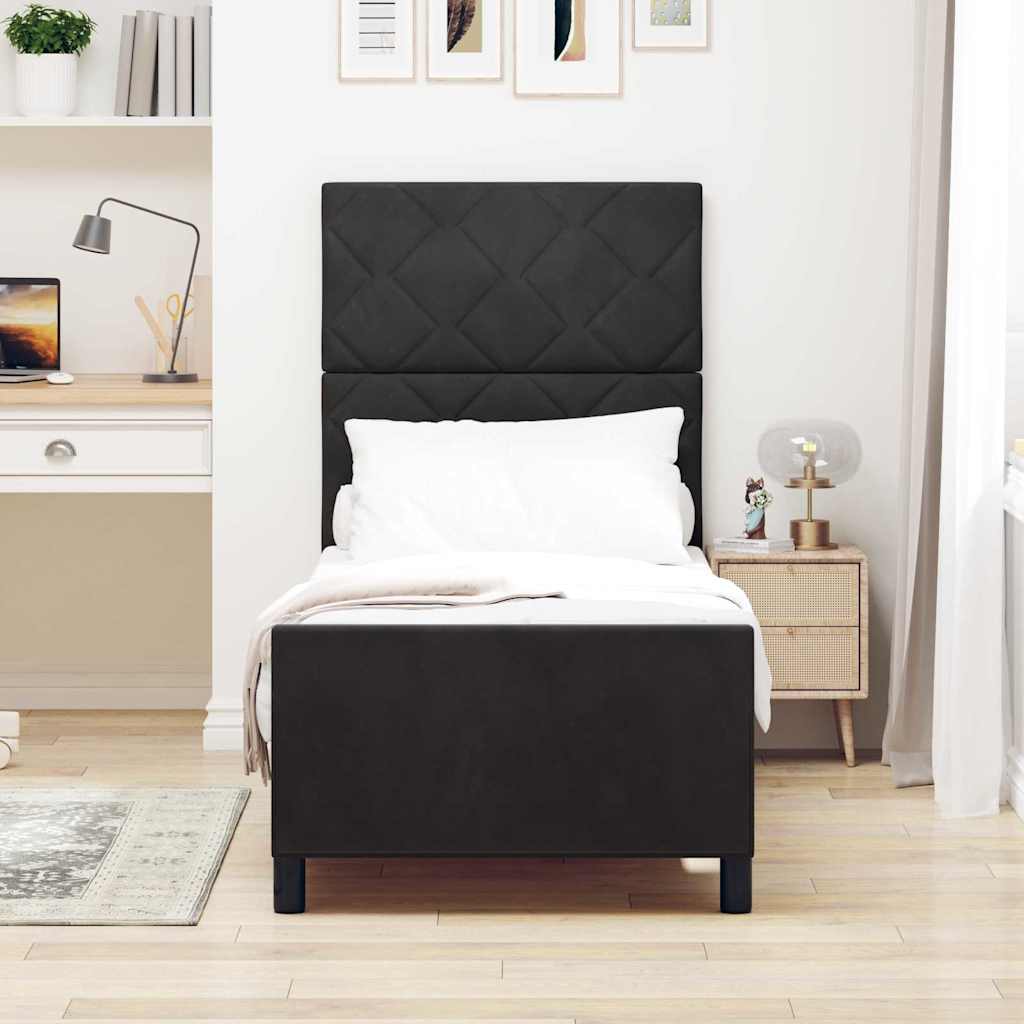 Boxspringbett mit Kopfteil Schwarz 80 x 200 cm Samt