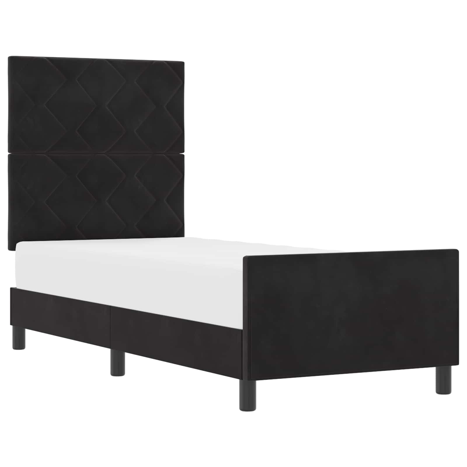 Boxspringbett mit Kopfteil Schwarz 80 x 200 cm Samt