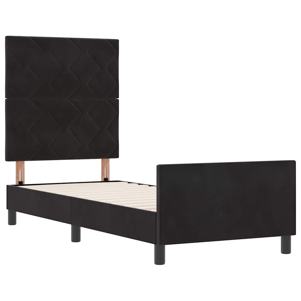 Boxspringbett mit Kopfteil Schwarz 80 x 200 cm Samt
