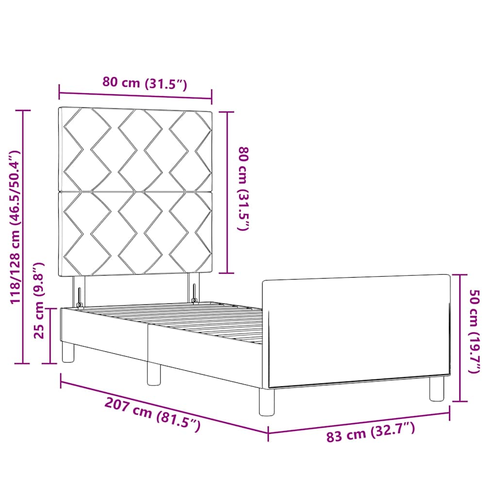 Boxspringbett mit Kopfteil Schwarz 80 x 200 cm Samt