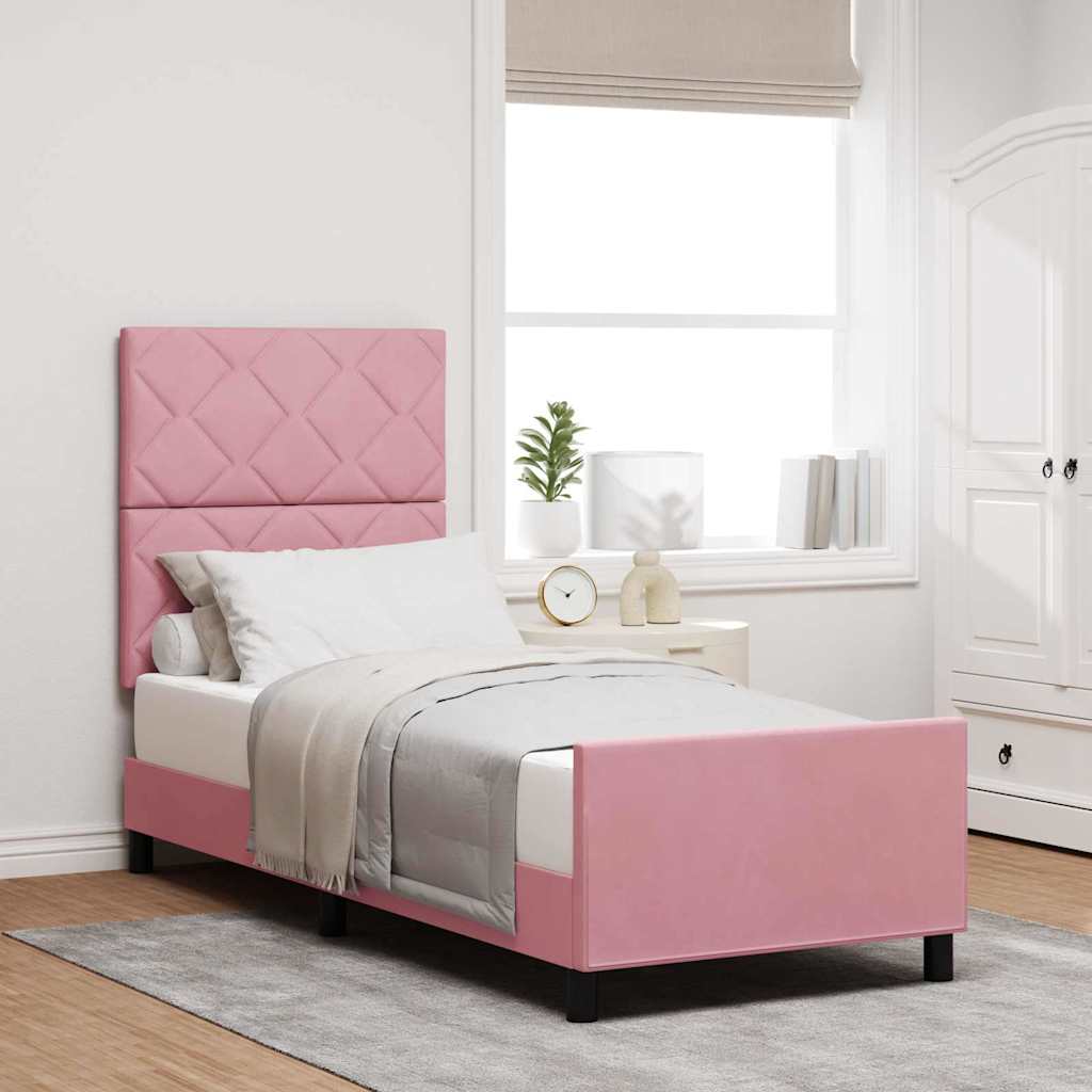 Boxspringbett mit Kopfteil Rosa 80 x 200 cm Samt