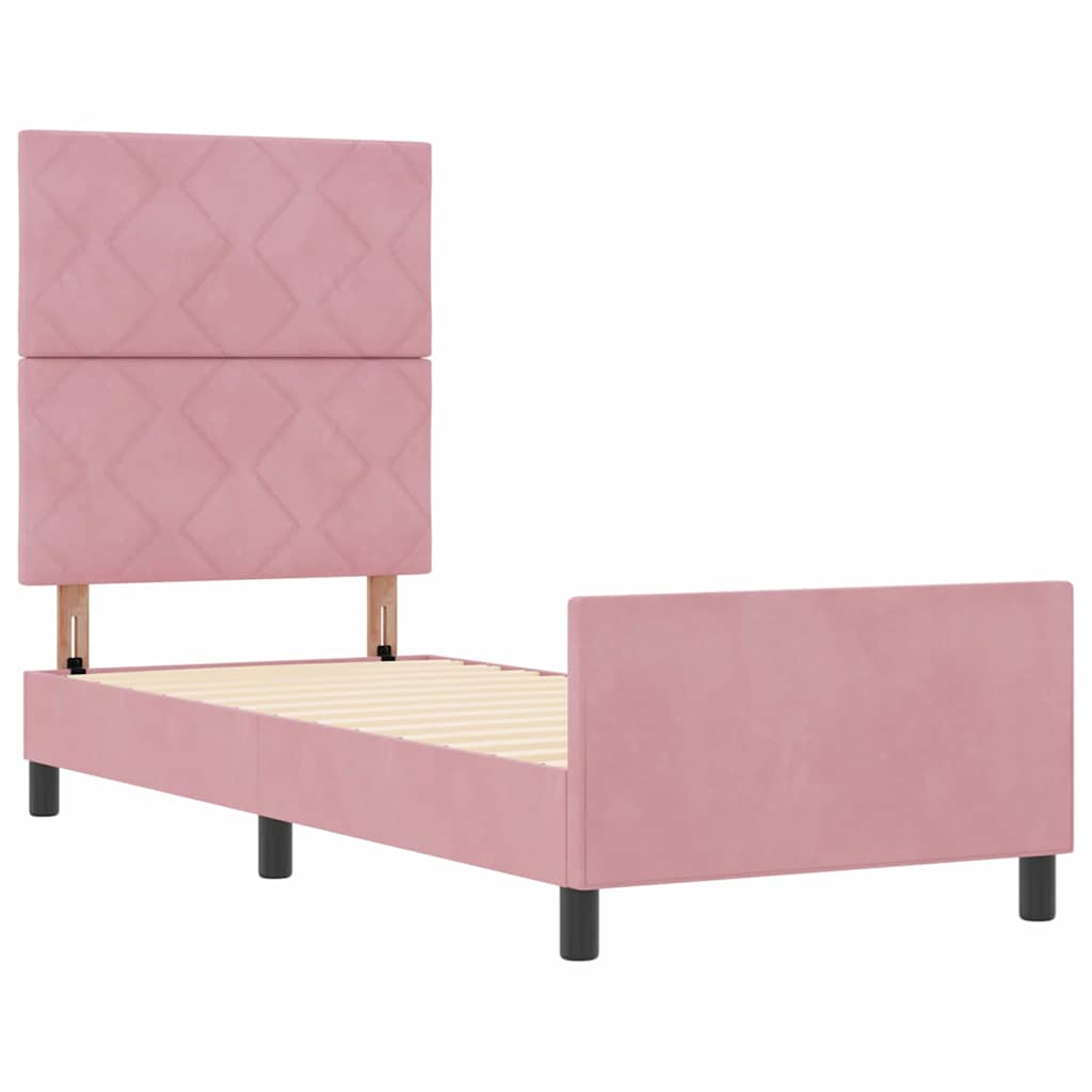 Boxspringbett mit Kopfteil Rosa 80 x 200 cm Samt