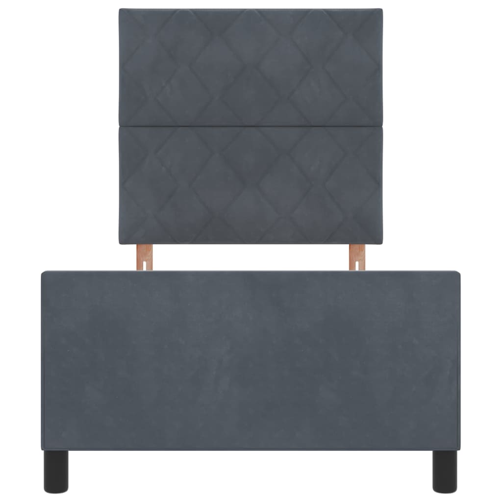 Boxspringbett mit Kopfteil Dunkelgrau 90 x 190 cm Samt