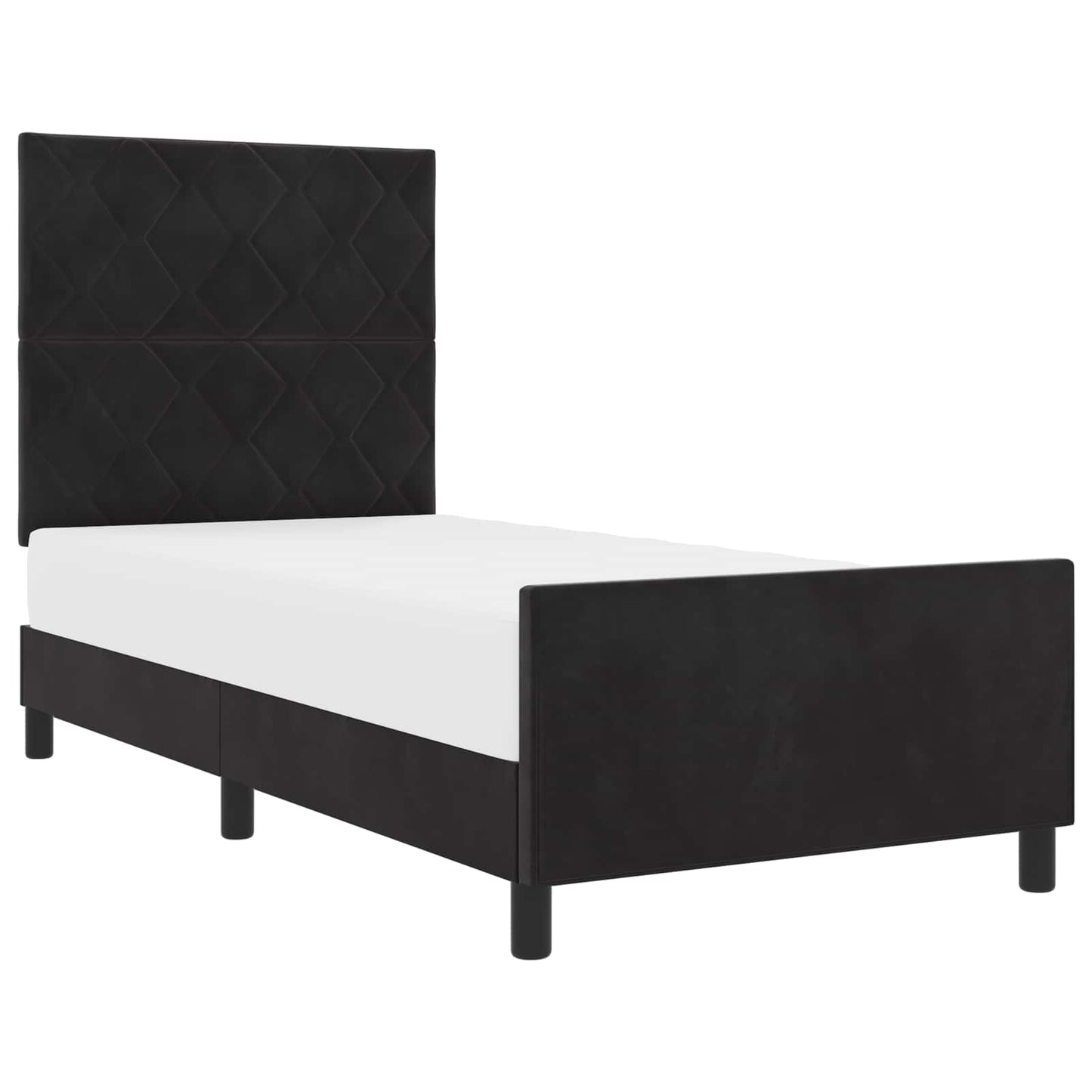 Boxspringbett mit Kopfteil Schwarz 90 x 190 cm Samt