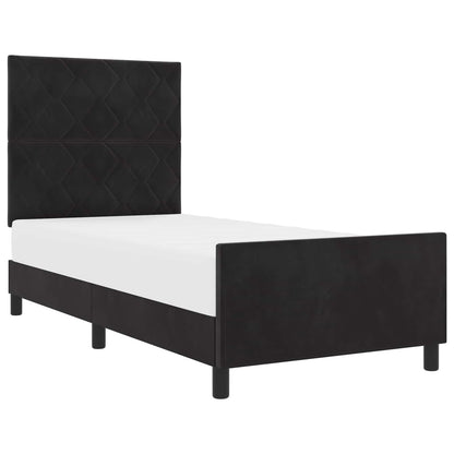 Boxspringbett mit Kopfteil Schwarz 90 x 190 cm Samt