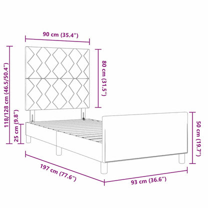 Boxspringbett mit Kopfteil Schwarz 90 x 190 cm Samt