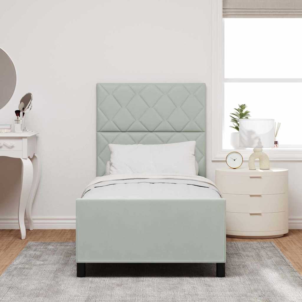 Boxspringbett mit Kopfteil Hellgrau 90 x 200 cm Samt